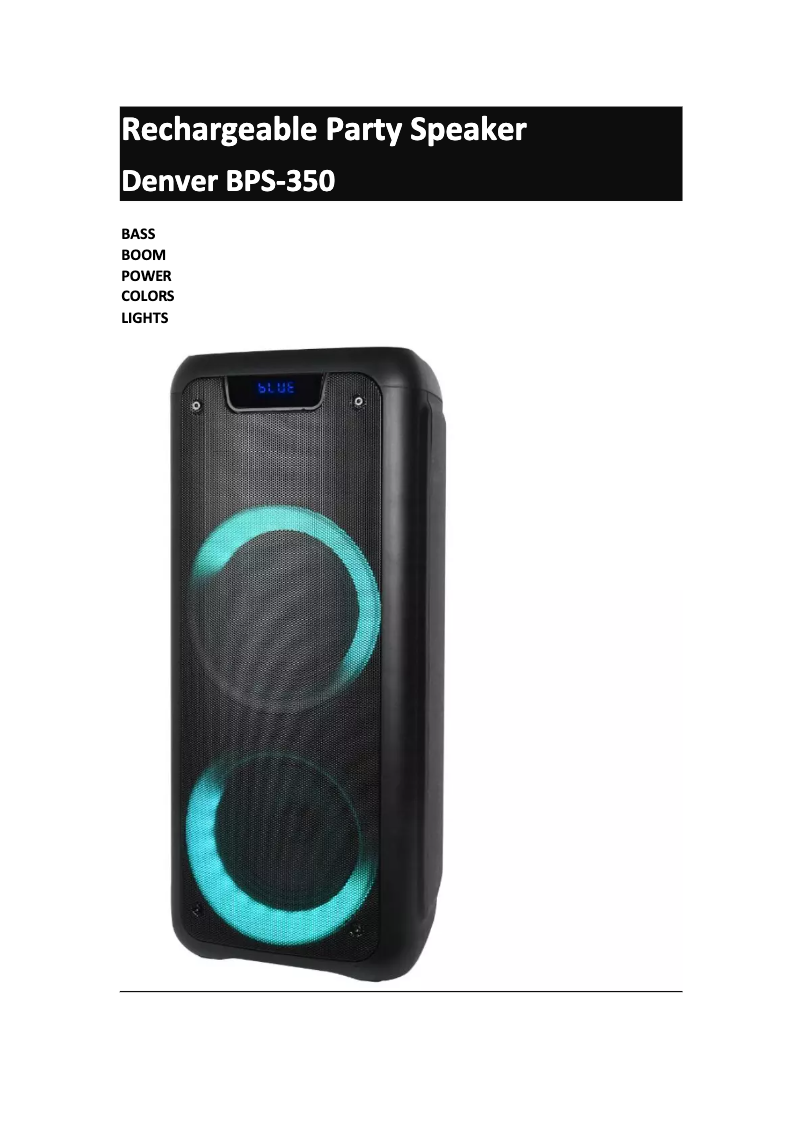 Page 1 de la notice Manuel utilisateur Denver BPS-350