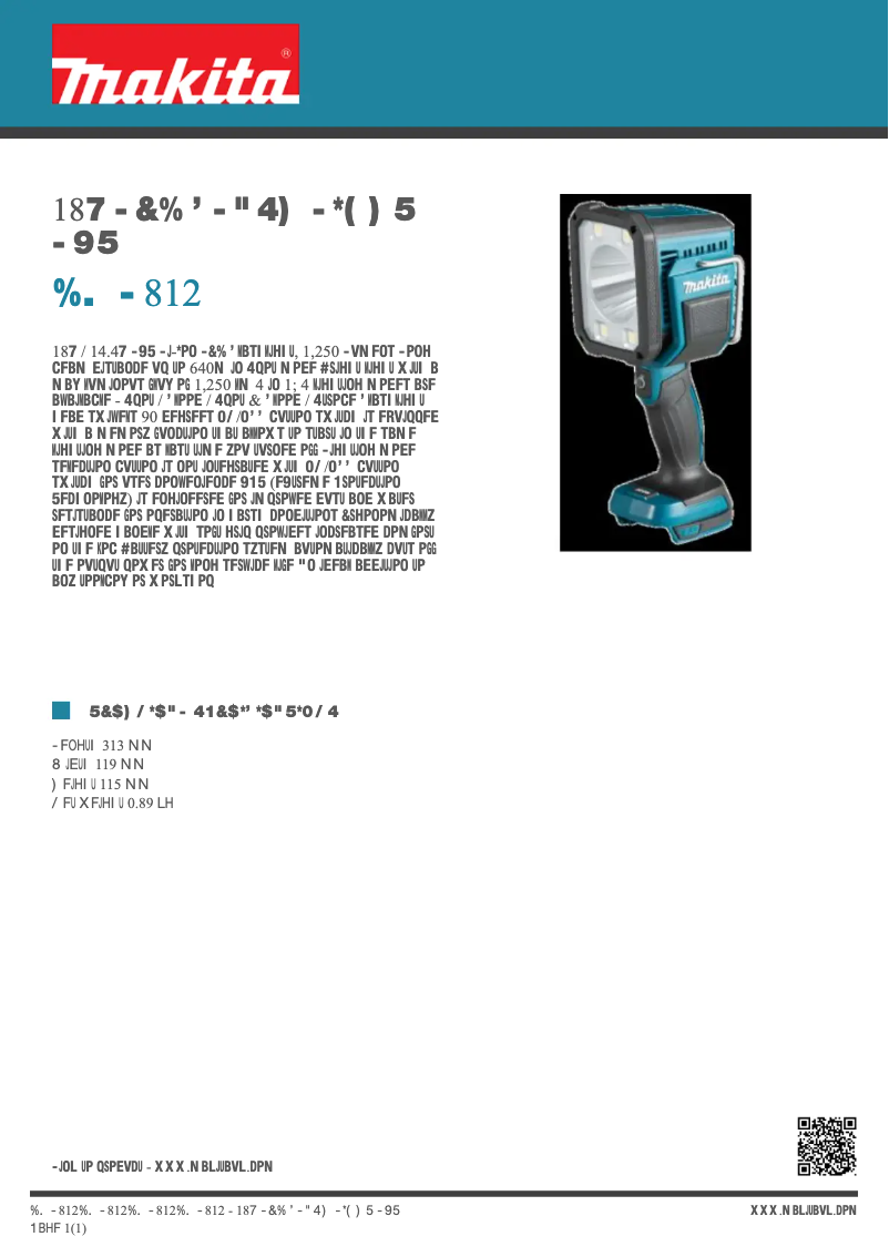 Page 1 de la notice Fiche technique Makita DML812
