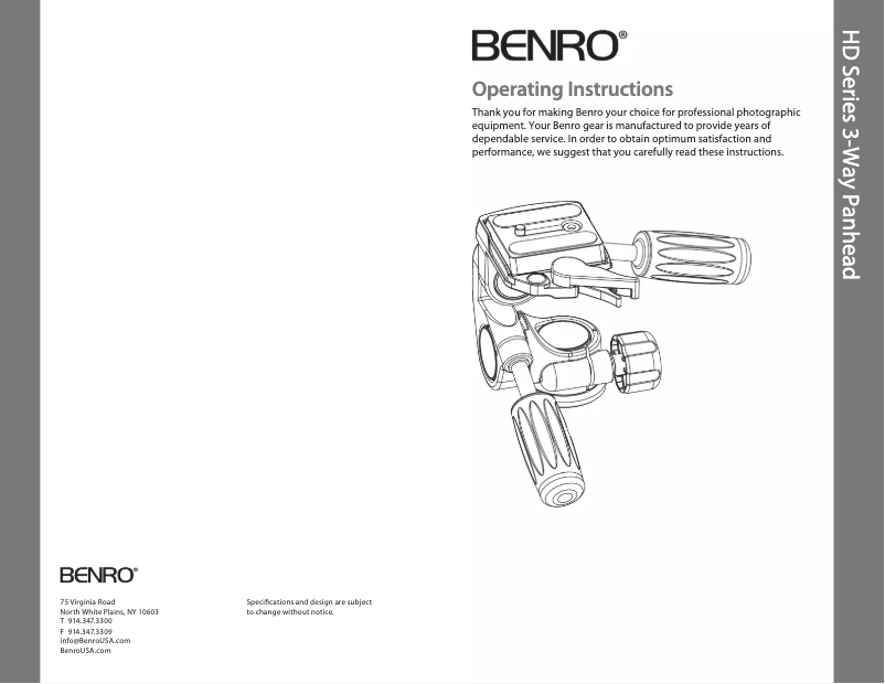Page 1 de la notice Manuel utilisateur Benro HD1A