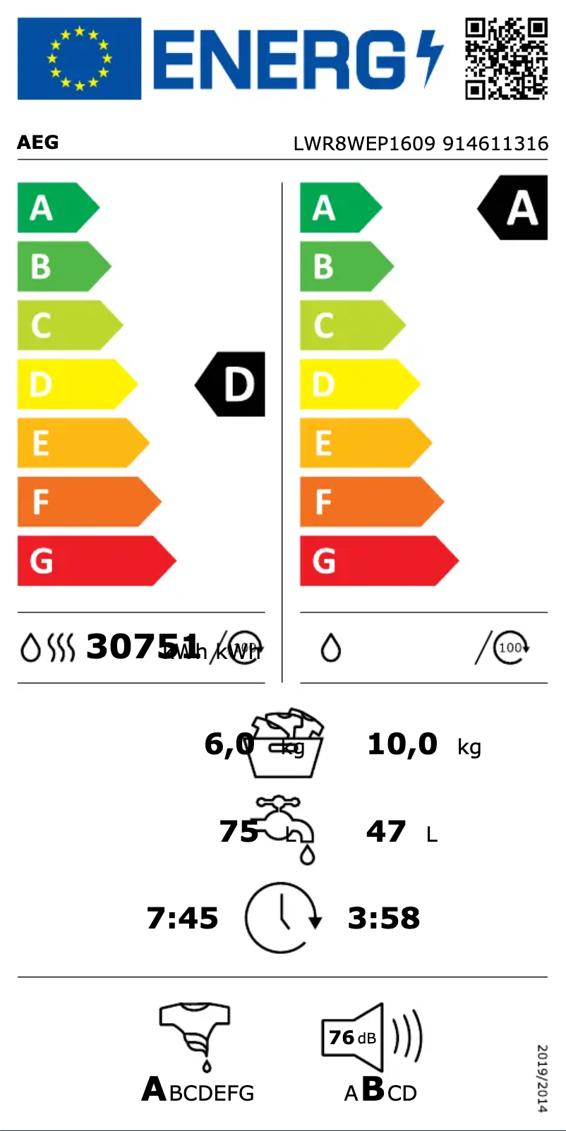 Página 1 del manual Manual de usuario AEG LWR8WEP1609