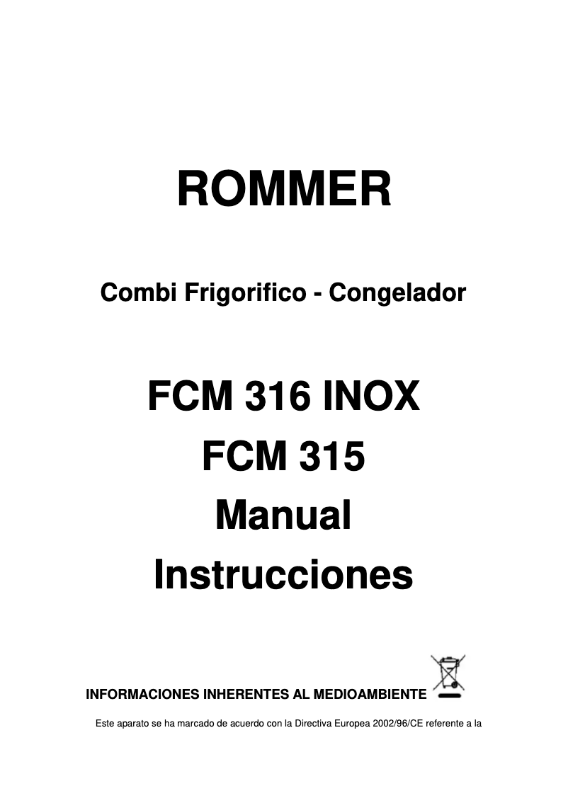 Page n°1 - Manuel utilisateur Rommer FCM 315