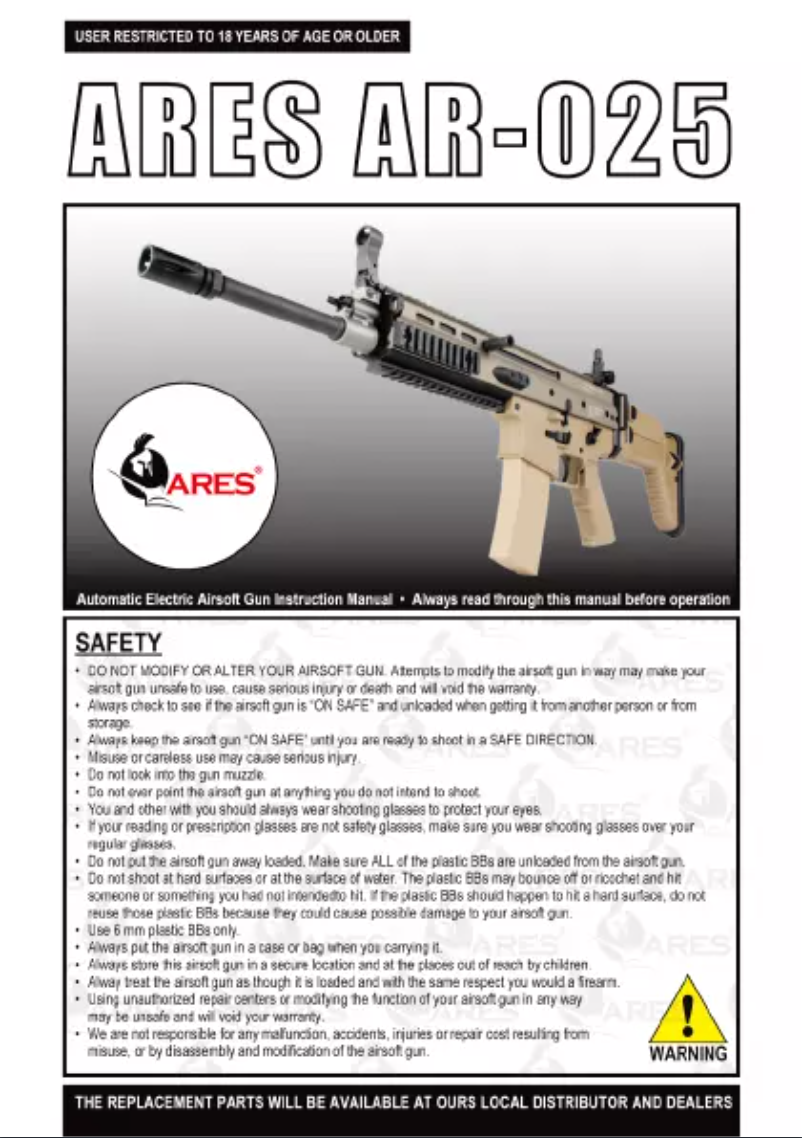 Image de la première page du manuel de l'appareil AR-025