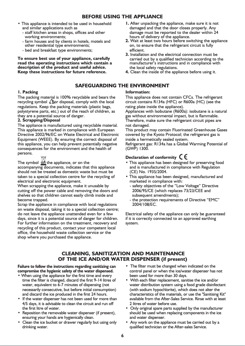 Page 1 de la notice Instructions / montage Whirlpool ARZ 010