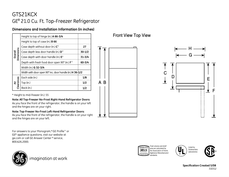 Imagen de la primera página del manual del dispositivo GTS21KCXBB