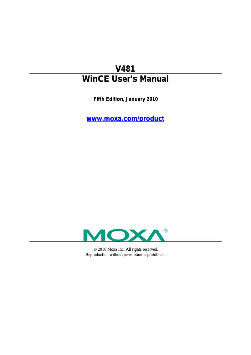Page 1 de la notice Manuel utilisateur Moxa V481-CE