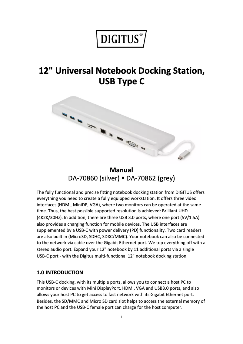 Page n°1 - Manuel utilisateur Digitus DA-70862