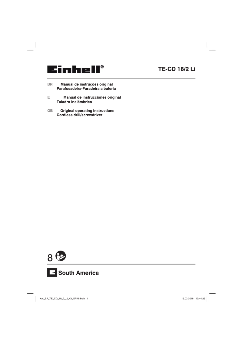Página 1 del manual Manual de usuario Einhell TE-CD 18/2Li Kit