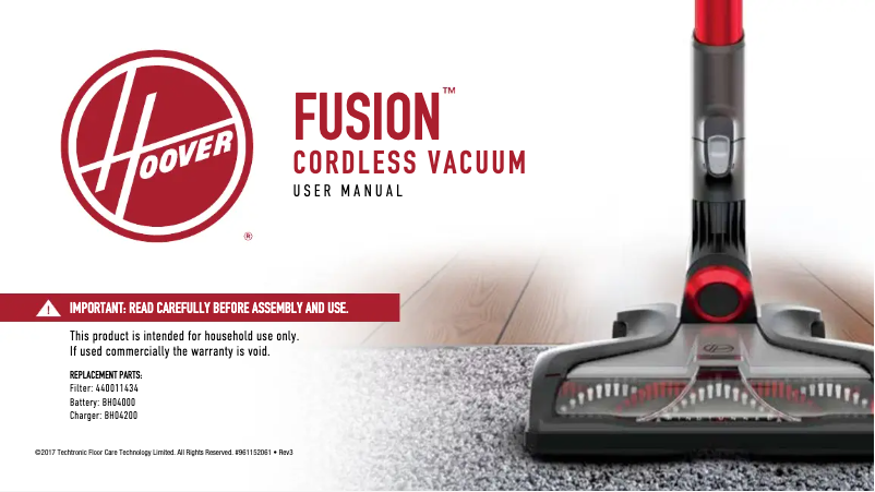 Page 1 de la notice Manuel utilisateur Hoover Fusion BH53100CA