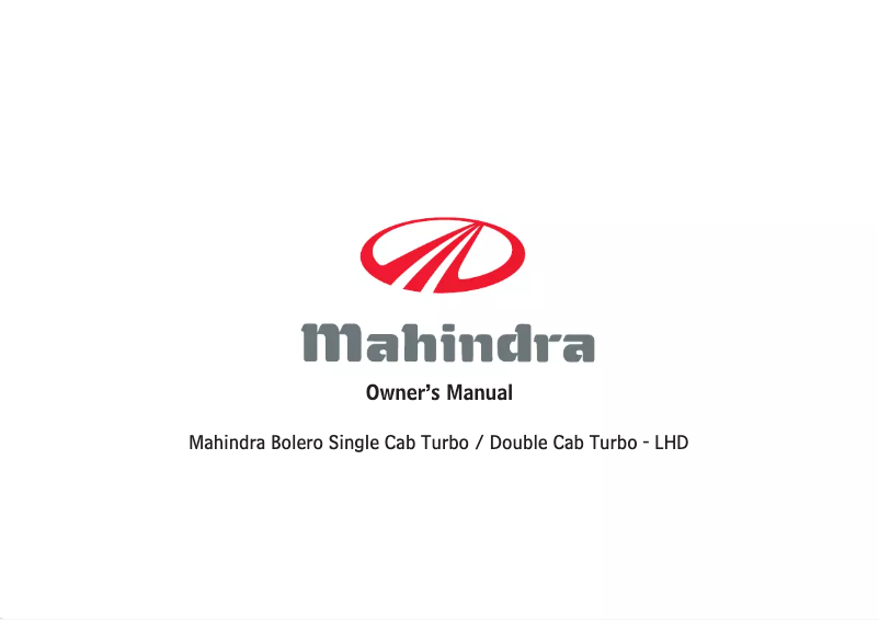 Page n°1 - Manuel utilisateur Mahindra BOLERO (2008)