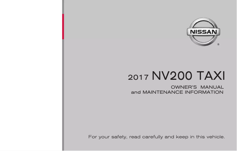 Page 1 of the manual User Manual Nissan NV200 Taxi (2017)