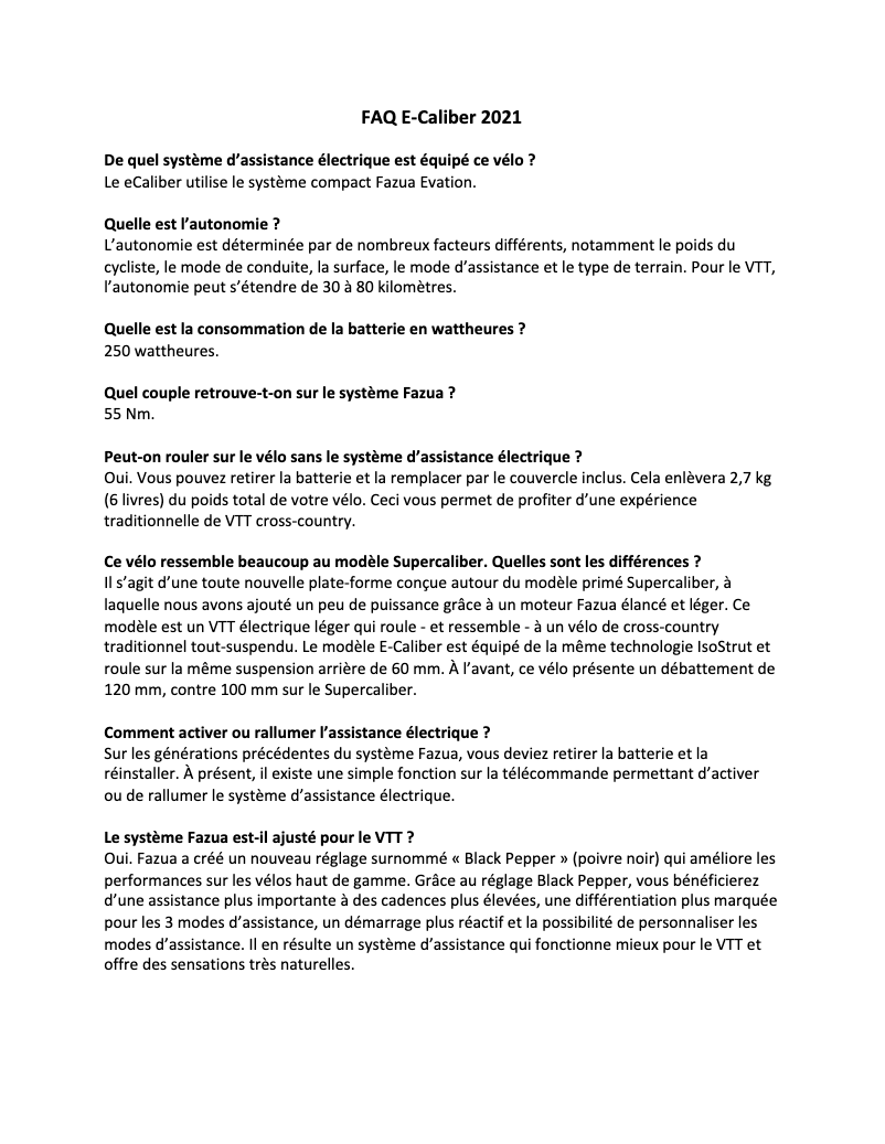 Page n°1 - FAQ Trek E-Caliber 9.8 GX AXS Gen 2