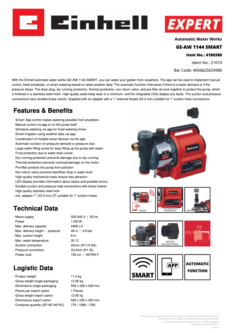 Image de la première page du manuel de l'appareil GE-AW 1144 SMART