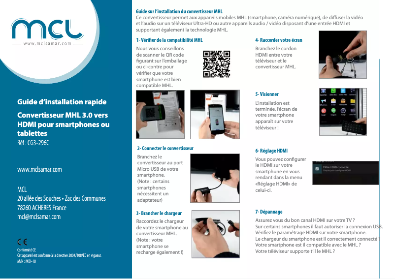 Page 1 de la notice Manuel utilisateur MCL CG3-296C