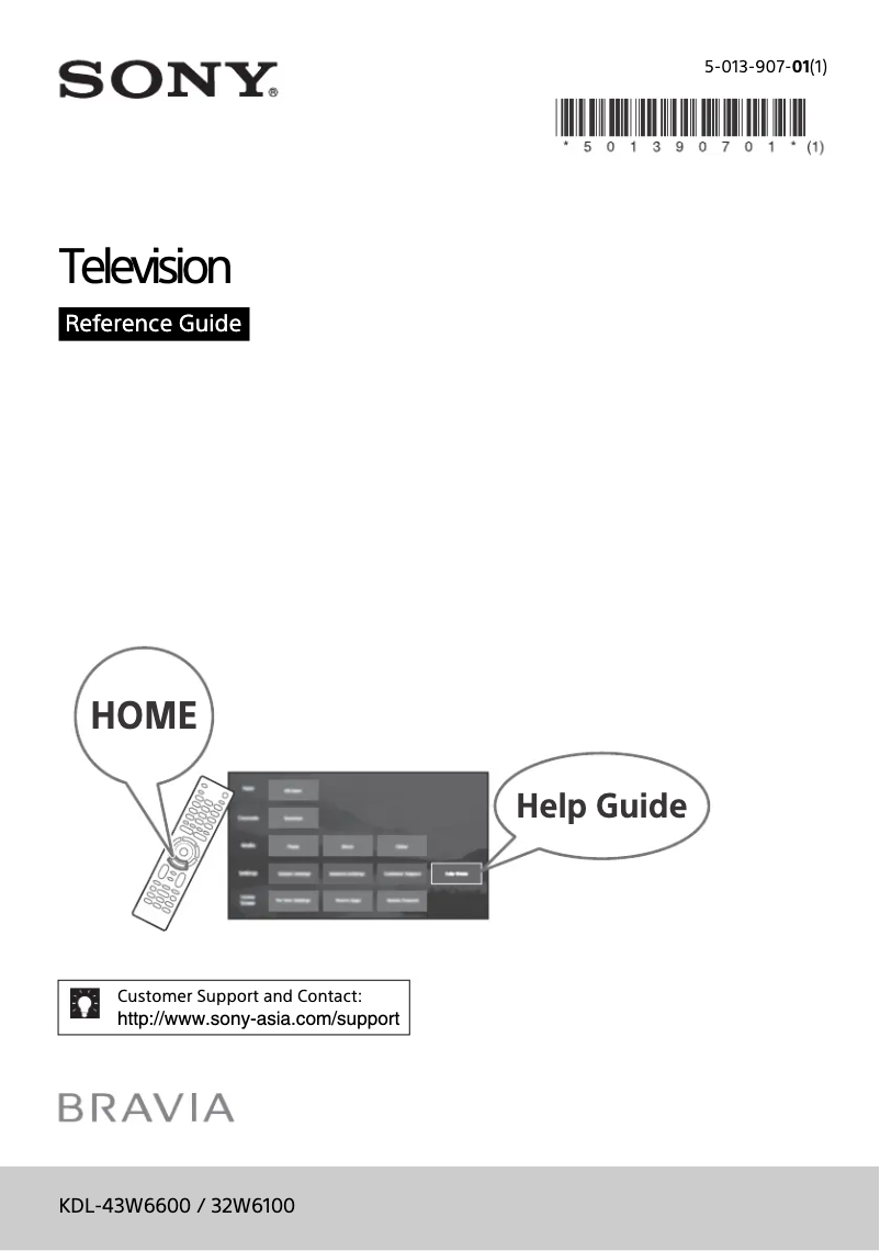 Page 1 de la notice Manuel utilisateur Sony Bravia KDL-32W6100