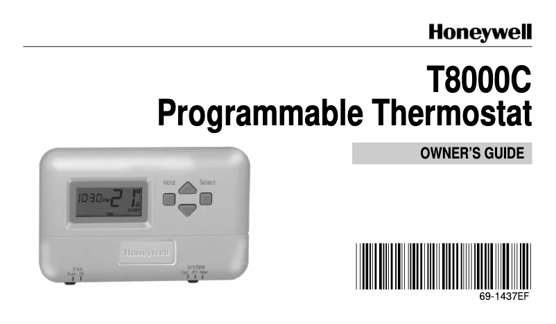 Page n°1 - Manuel utilisateur Honeywell T8000C