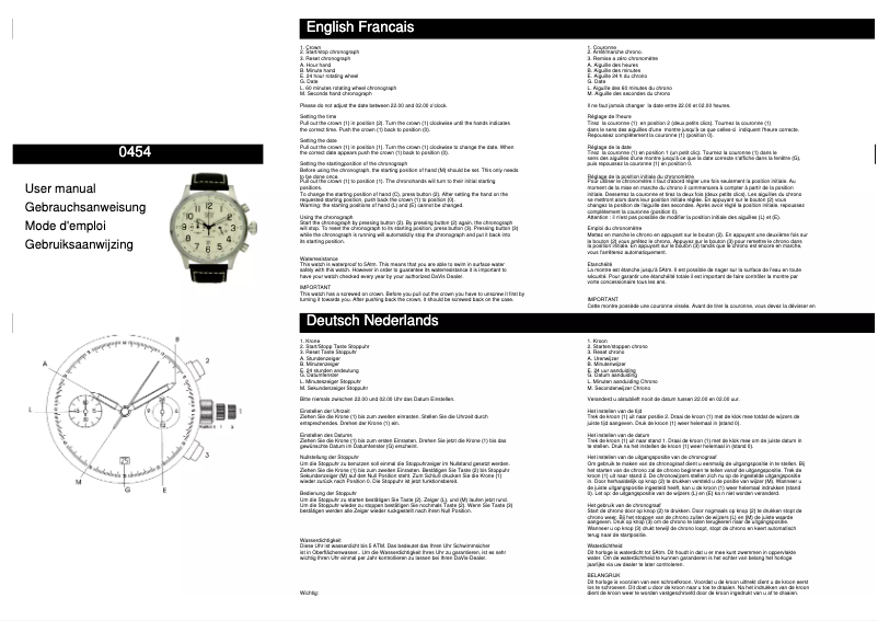 Page n°1 - Manuel utilisateur Davis 0454
