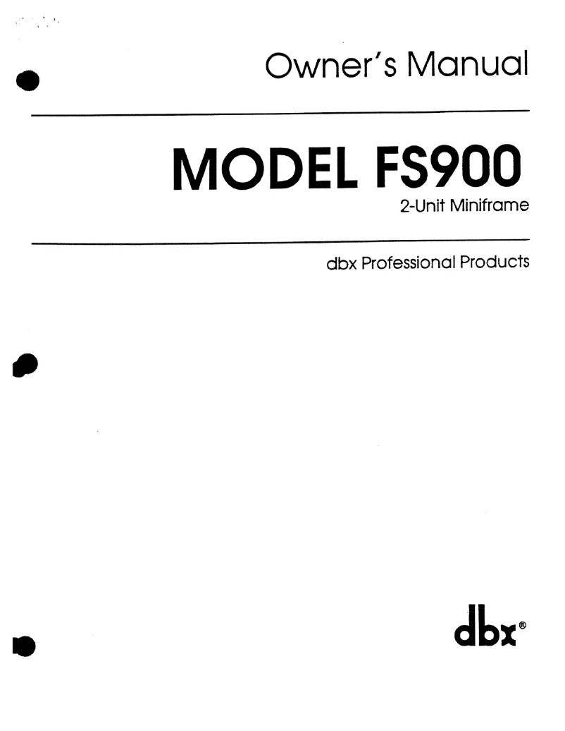 Page 1 de la notice Manuel utilisateur DBX F900