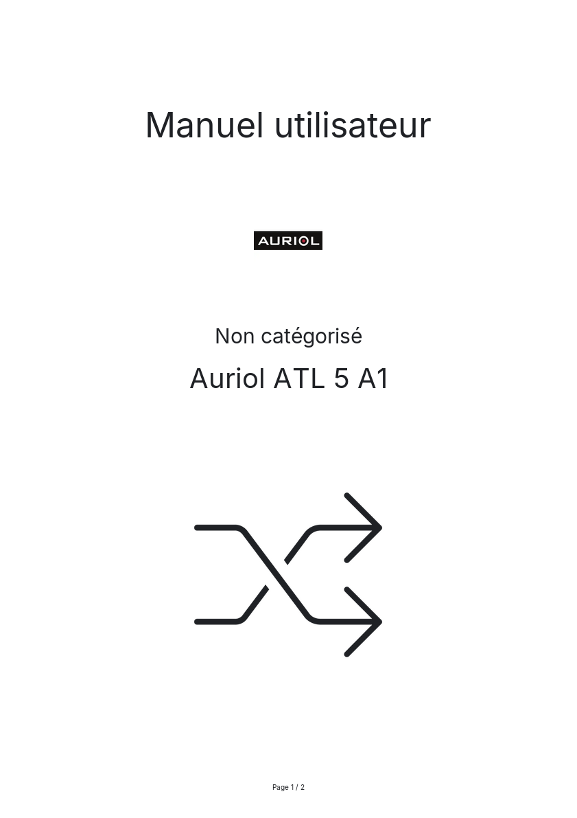 Image de la première page du manuel de l'appareil ATL 5 A1