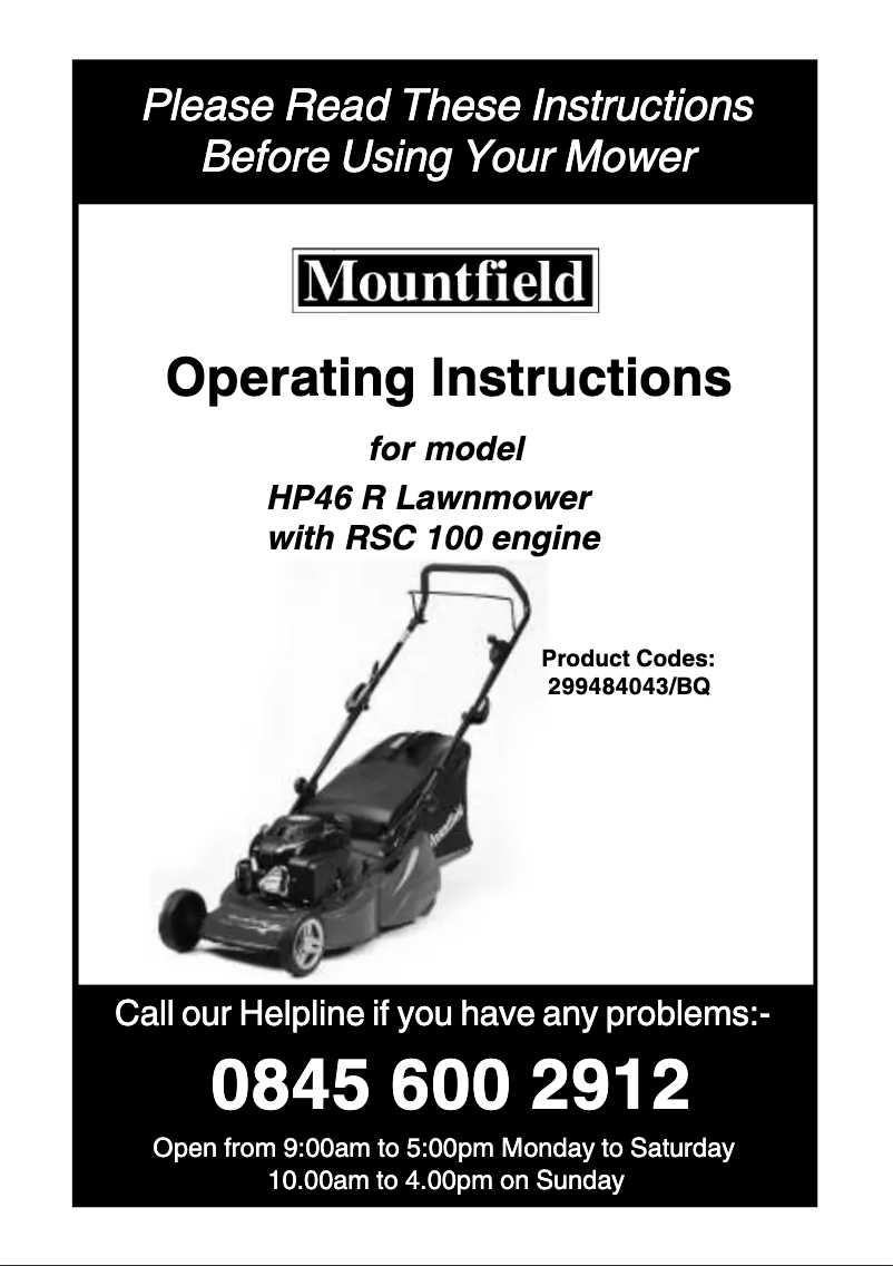 Page 1 de la notice Manuel utilisateur Mountfield HP46R