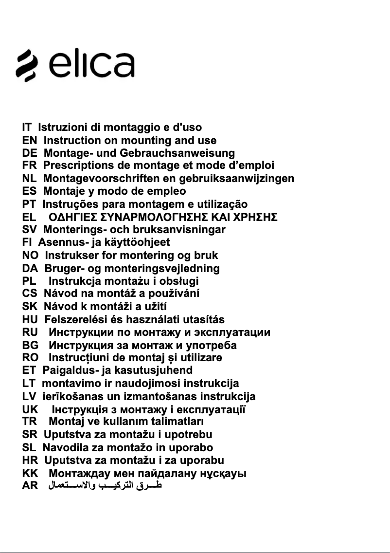 Page 1 de la notice Manuel utilisateur Elica Reef Island PRF0048780B