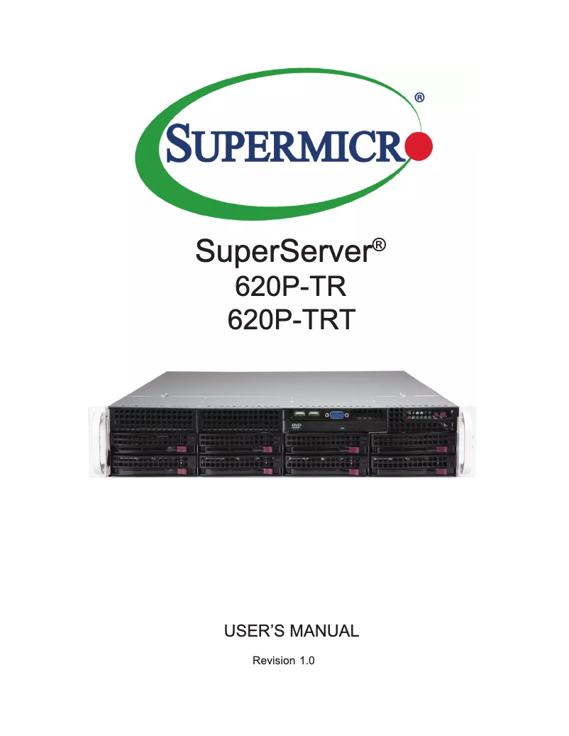 Page 1 de la notice Manuel utilisateur Supermicro SYS-620P-TR
