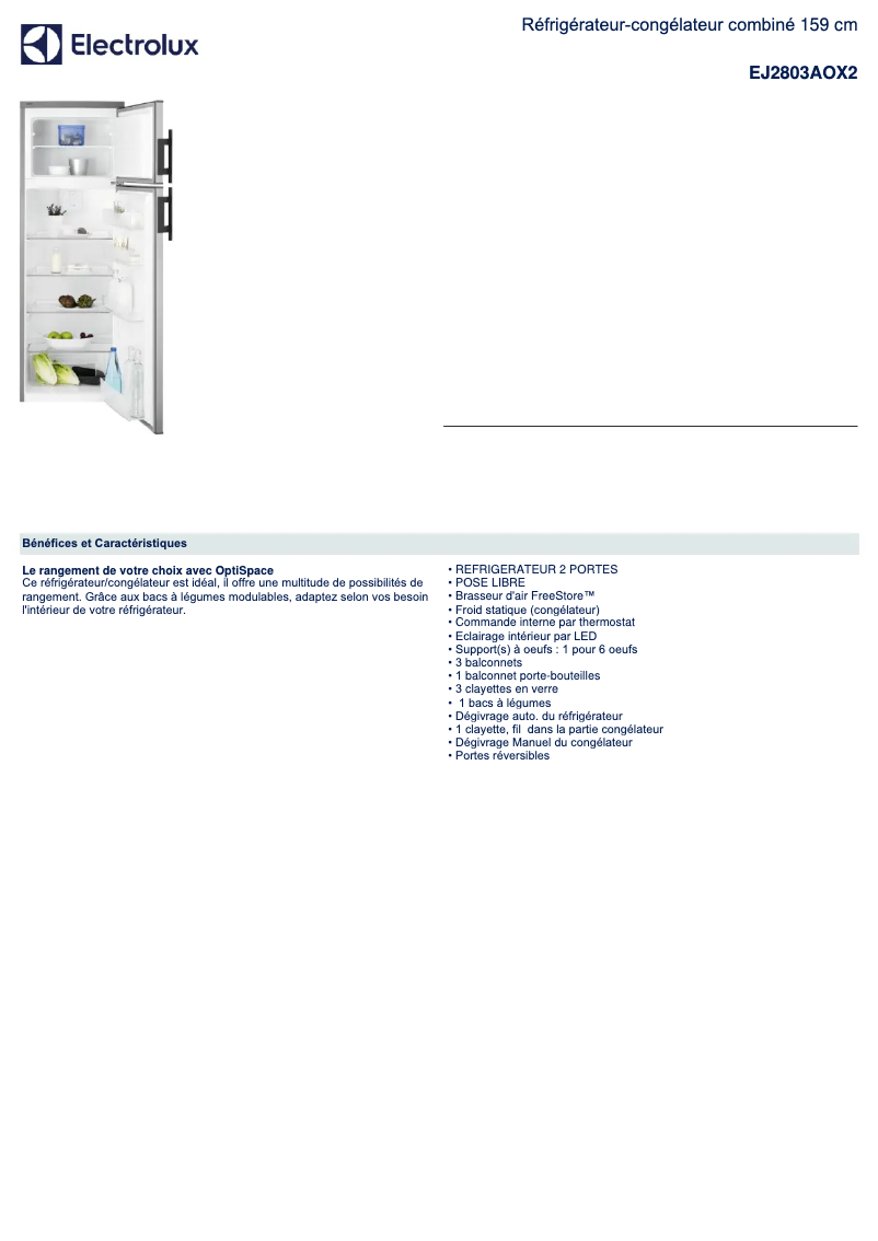 Image de la première page du manuel de l'appareil EJ2803AOX2