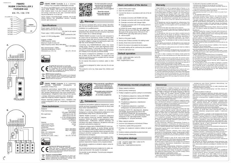 Page 1 de la notice Manuel utilisateur Fibaro FGRGBW-442