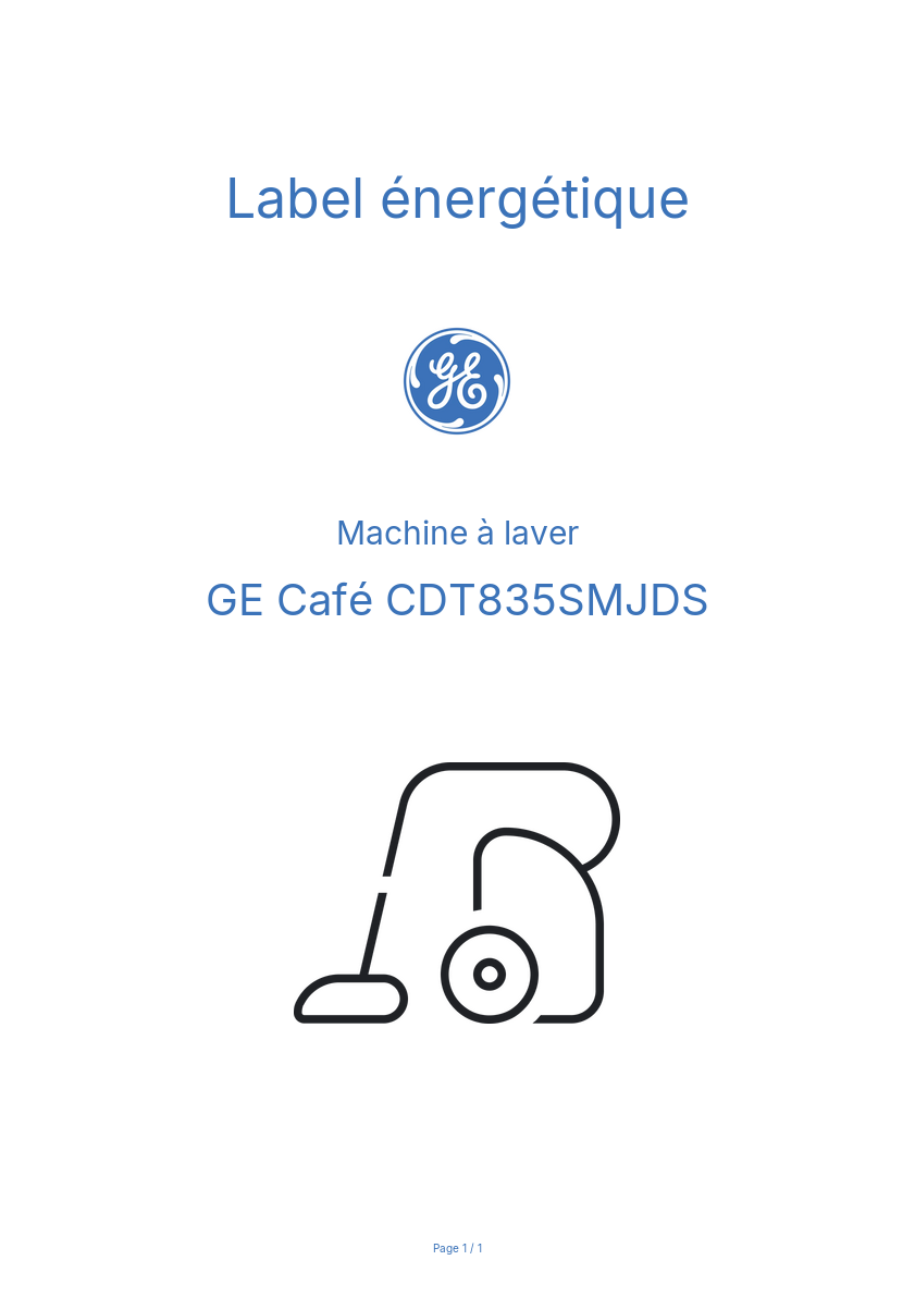 Page n°1 - Label énergétique GE Café CDT835SMJDS