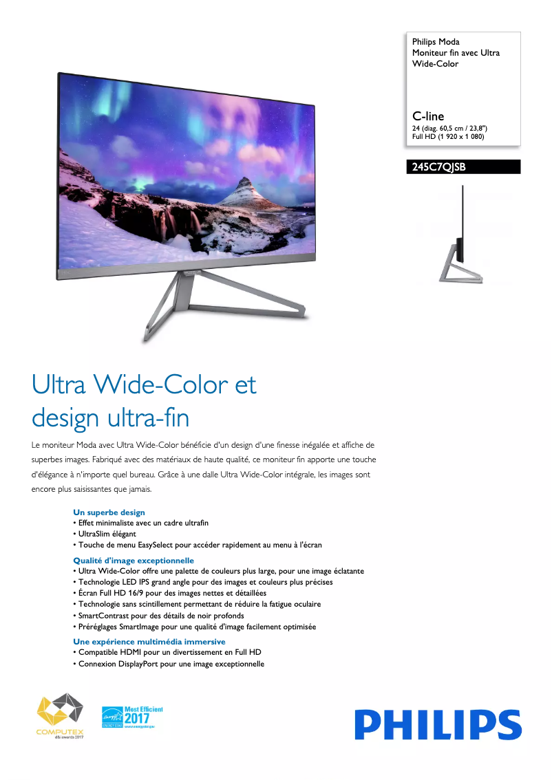 Image de la première page du manuel de l'appareil 245C7QJSB