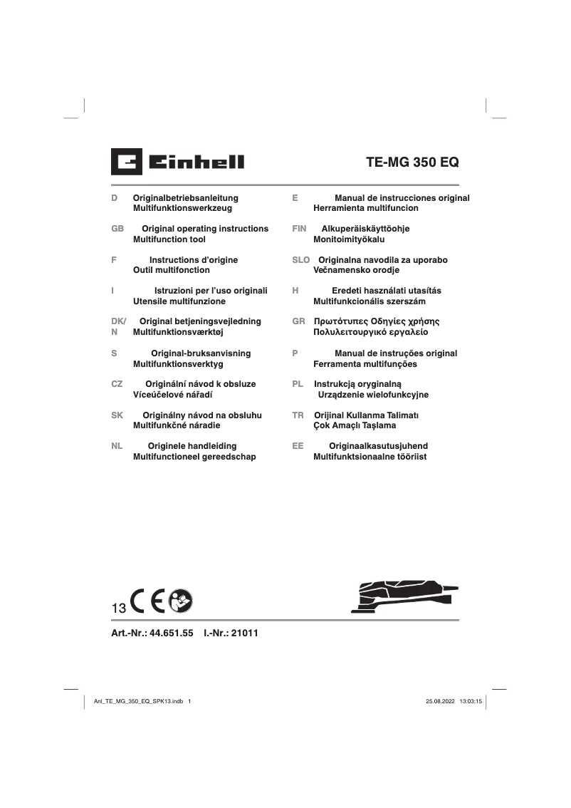 Page n°1 - Manuel utilisateur Einhell TE-MG 350 EQ