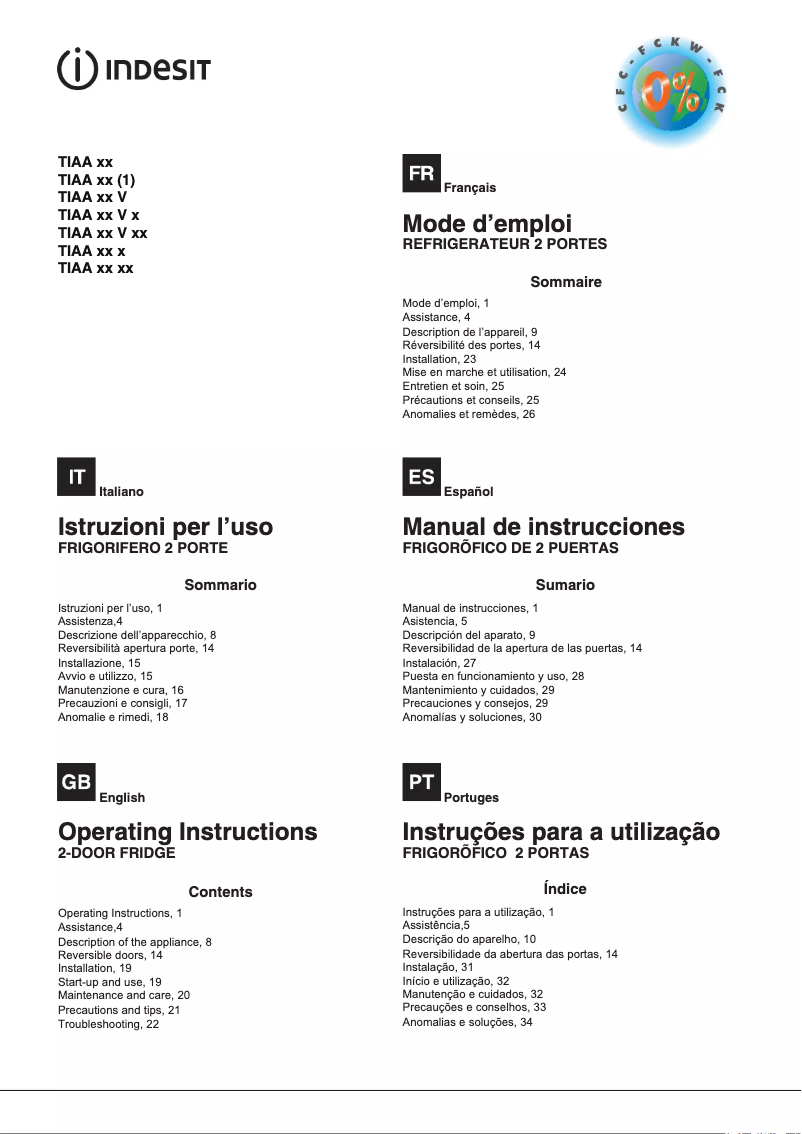 Page n°1 - Manuel utilisateur Indesit TIAA 10