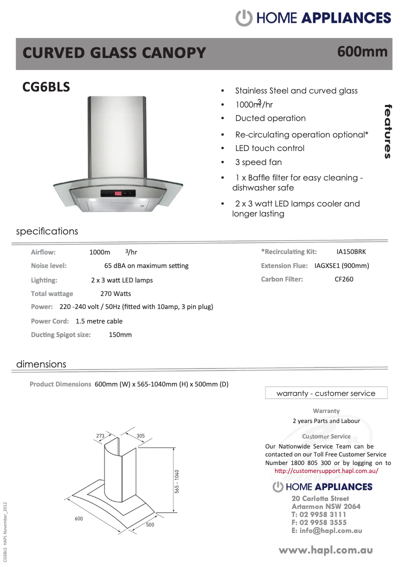Page n°1 - Fiche technique Euromaid CG9BLS