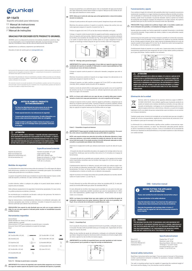Image de la première page du manuel de l'appareil SP-15AT3