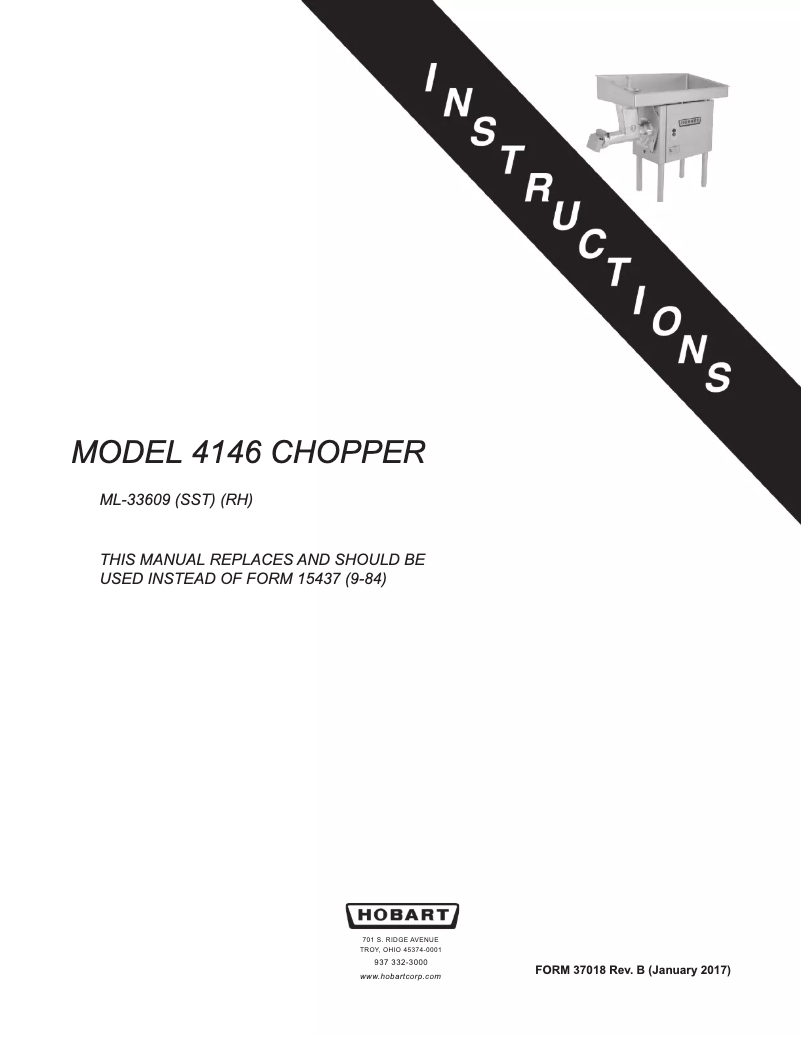 Page 1 de la notice Manuel utilisateur Hobart 4146