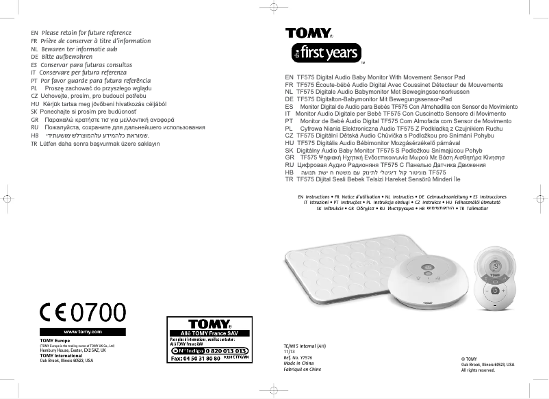 Page n°1 - Manuel utilisateur Tomy TFM575