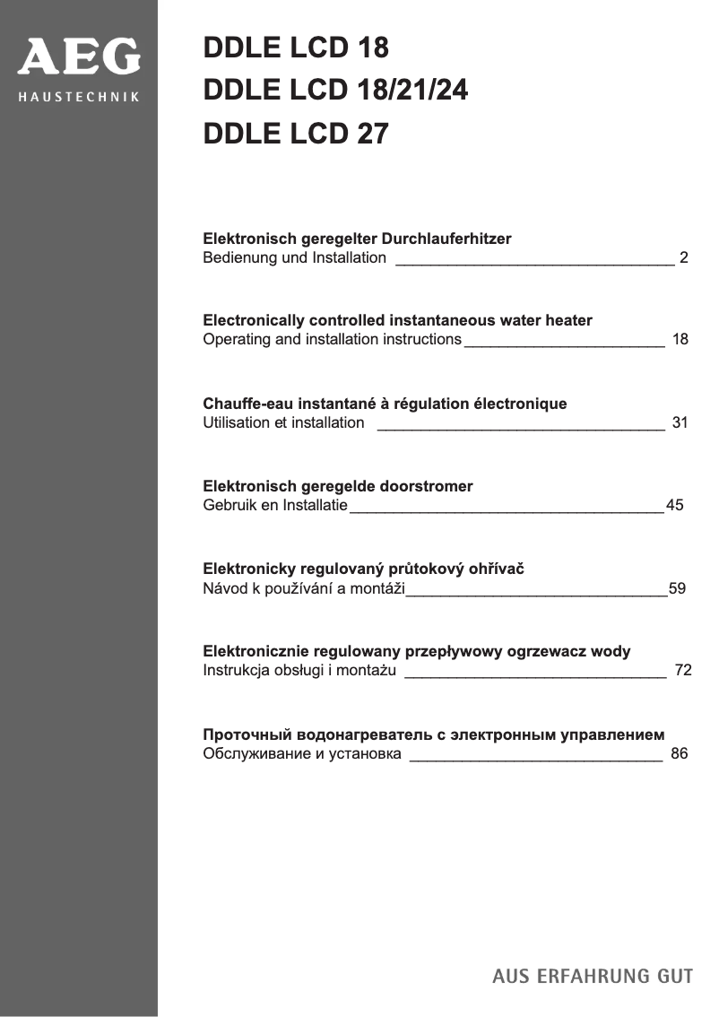 Imagen de la primera página del manual del dispositivo DDLE LCD 18