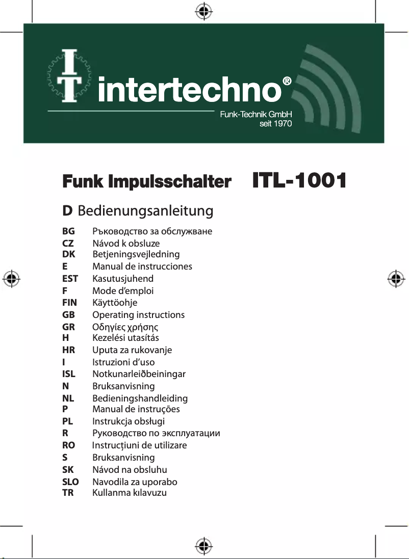 Page 1 de la notice Manuel utilisateur Intertechno ITL-1001