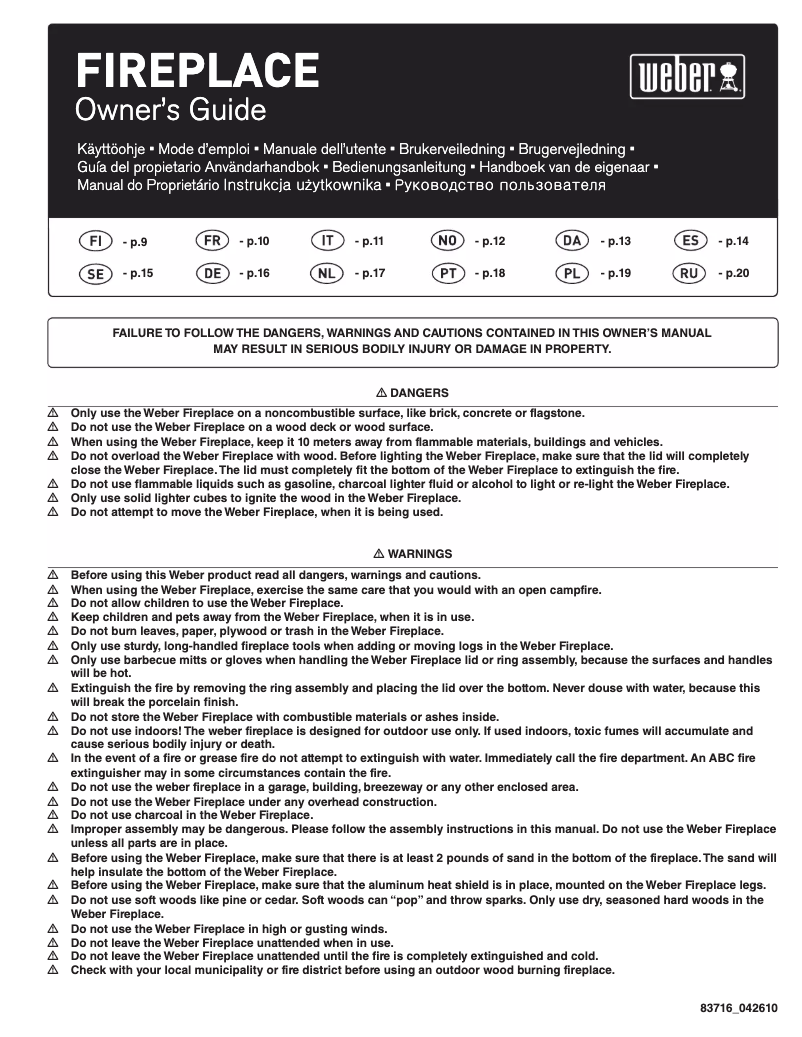 Image de la première page du manuel de l'appareil Openhaard