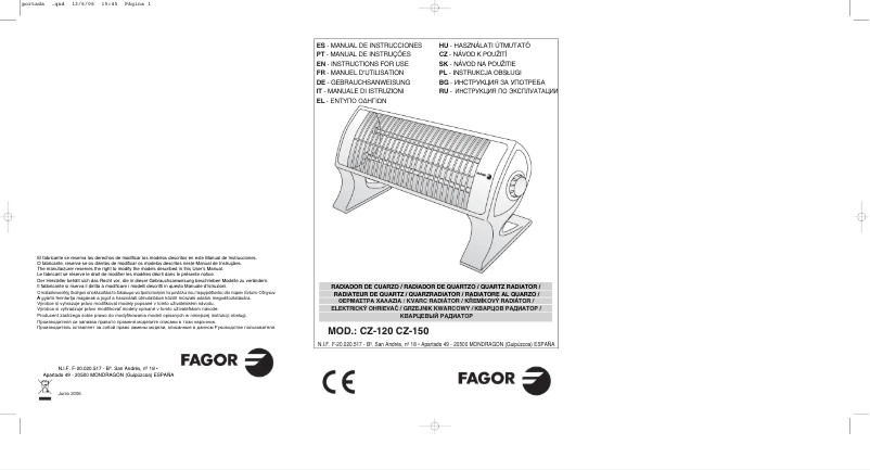 Image de la première page du manuel de l'appareil CZ-150