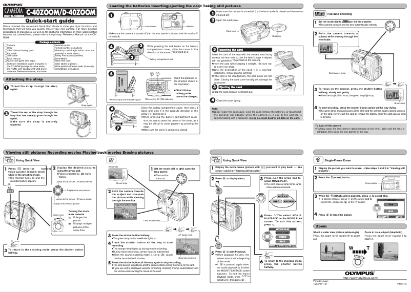 Imagen de la primera página del manual del dispositivo Camedia C-40 Zoom