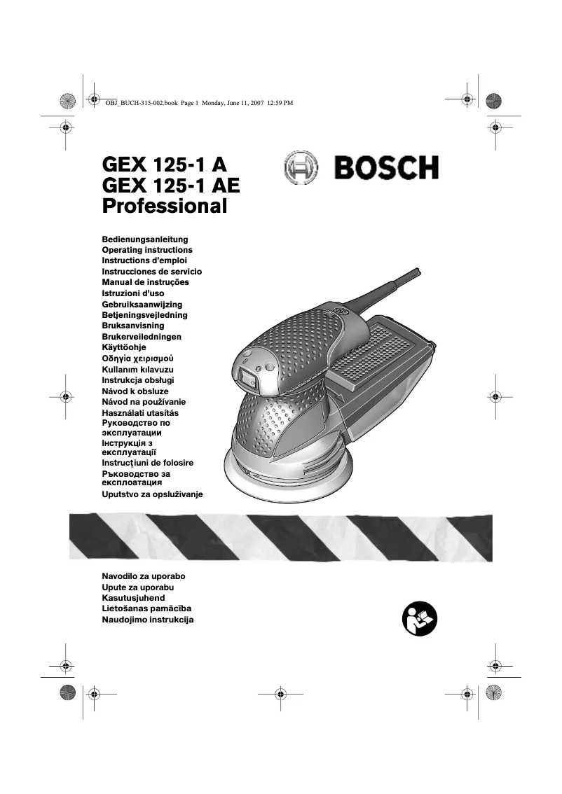 Page 1 de la notice Manuel utilisateur Bosch GEX 125-1 AE Professional