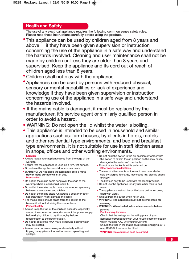 Page 1 de la notice Manuel utilisateur Morphy Richards Accents 102252