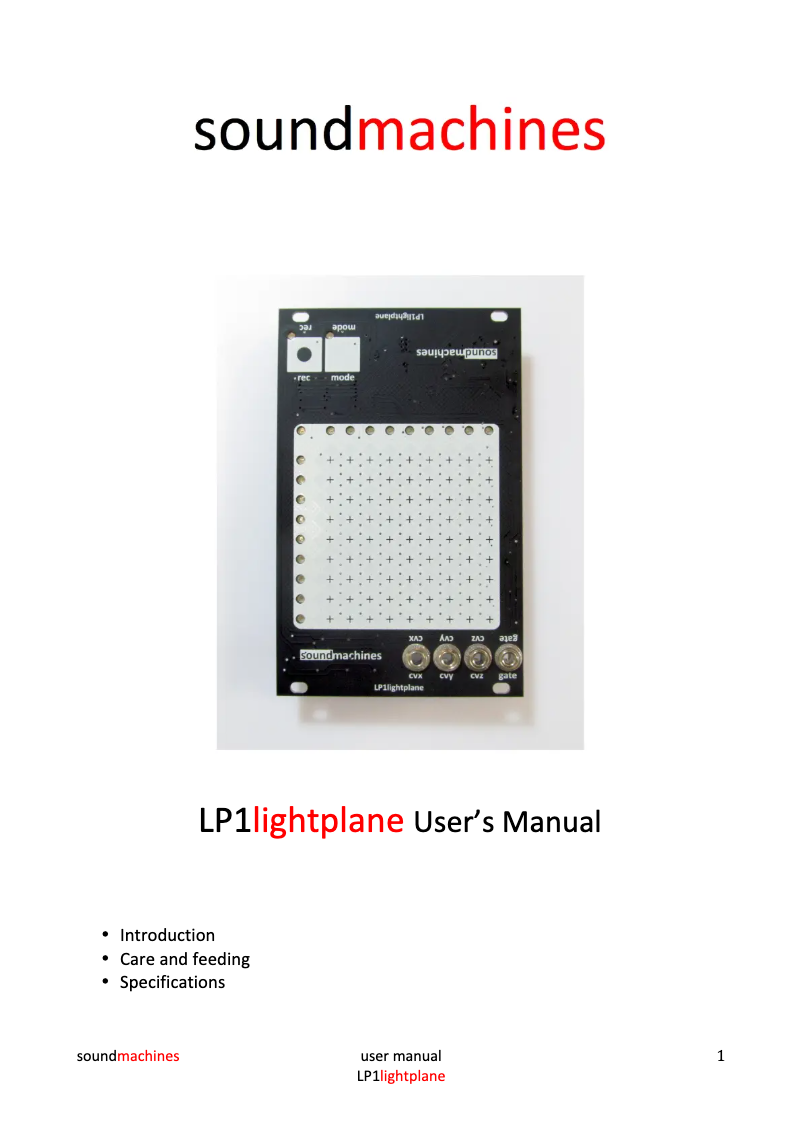 Image de la première page du manuel de l'appareil LP1 Lightplane