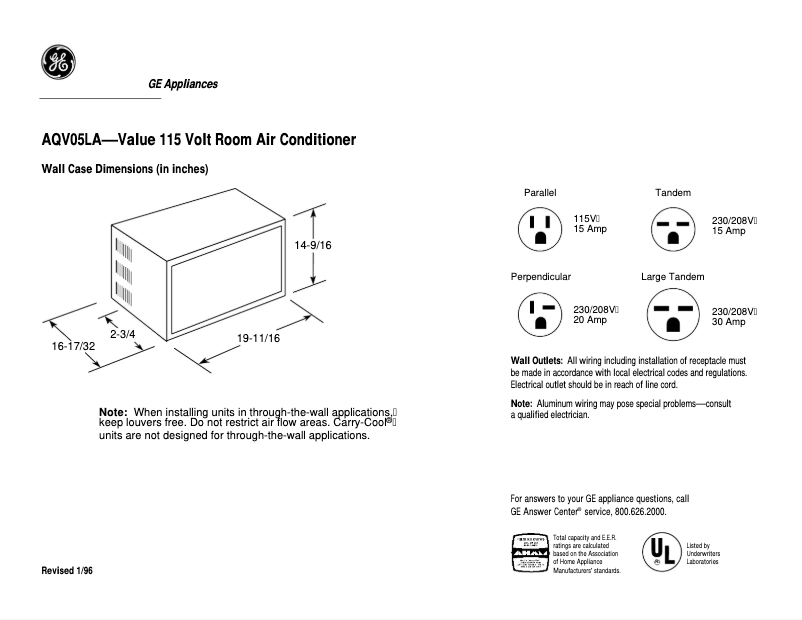 Image de la première page du manuel de l'appareil AQV05LA