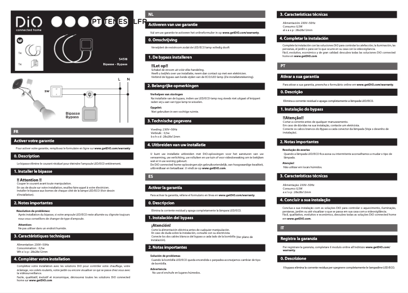 Page 1 de la notice Manuel utilisateur DiO 54518