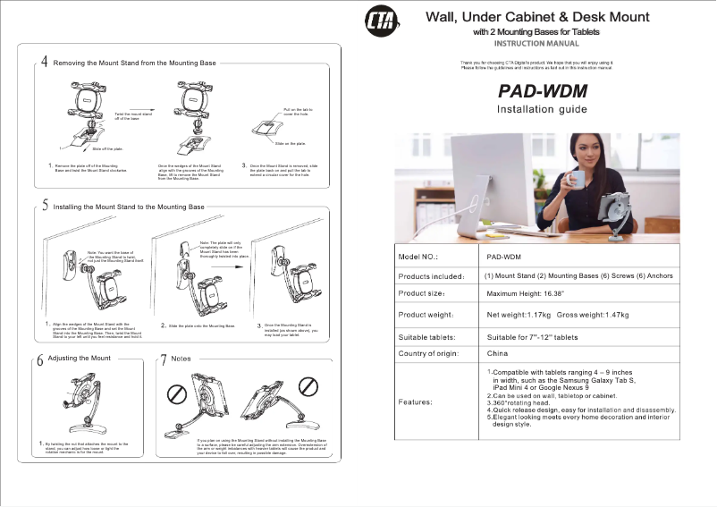 Page 1 de la notice Manuel utilisateur CTA Digital PAD-WDM