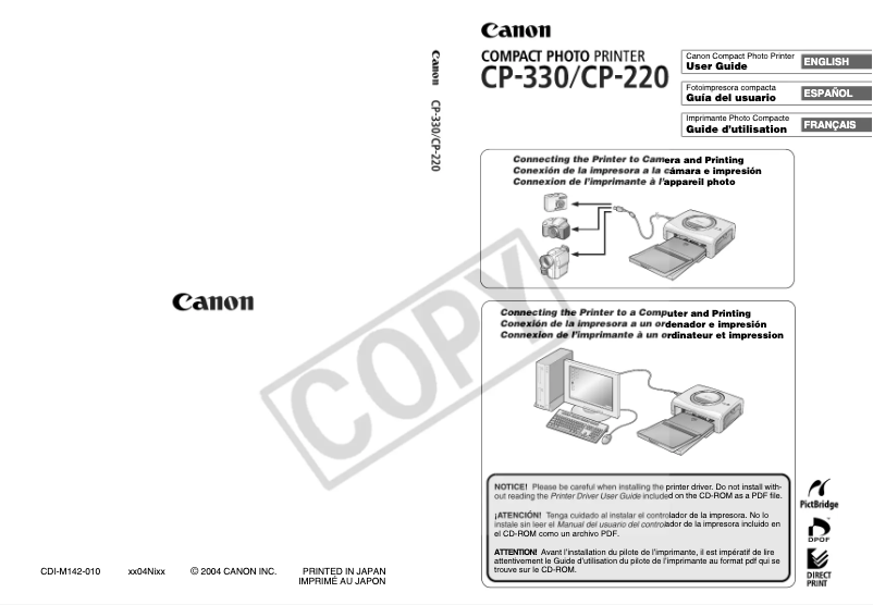 Page 1 de la notice Manuel utilisateur Canon CP-220