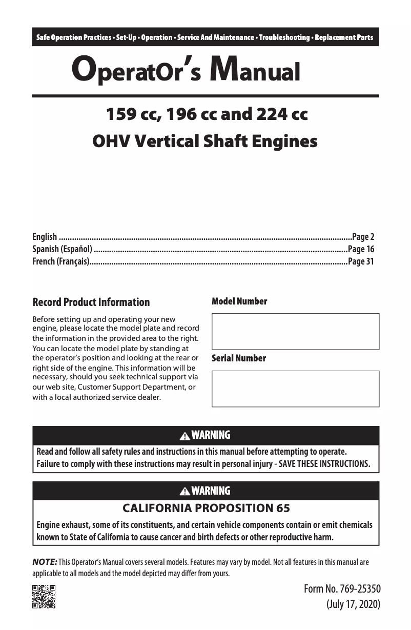 Página 1 del manual Manual de usuario Troy-Bilt TB115
