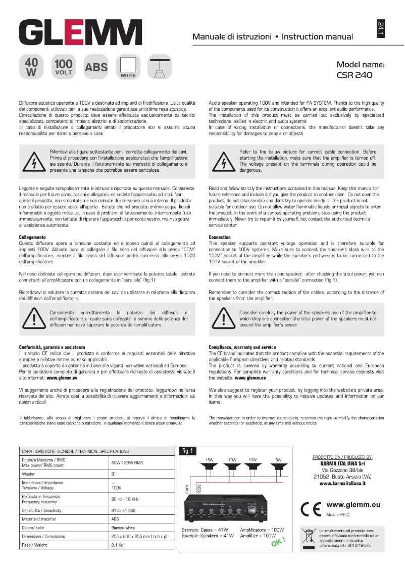 Image de la première page du manuel de l'appareil CSR 240