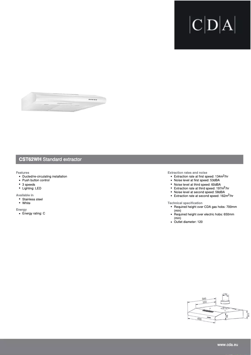 Page n°1 - Fiche technique CDA CST62WH